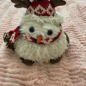 Festive White and Red Holiday Owl Decor